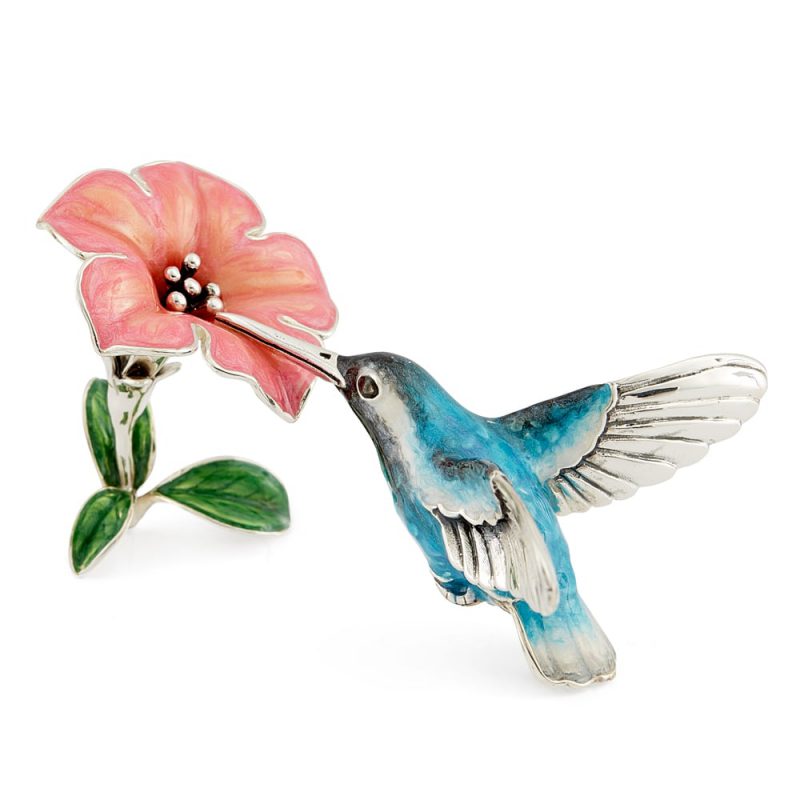 ST450 Humming Bird with flower - blue